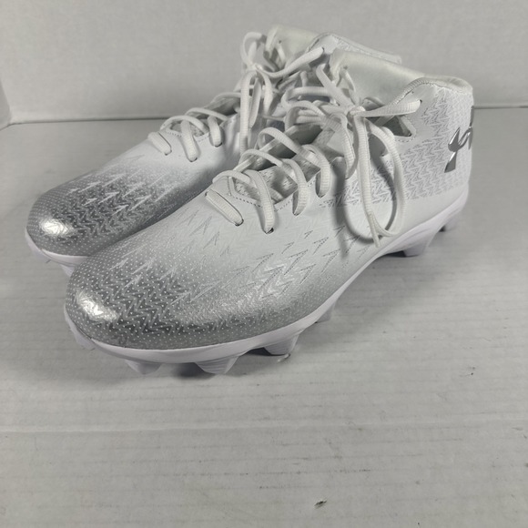 Under‎ Armour Spotlight Franchise Rm 4.0 Men Sz 13 White Silver Football Cleats main image 12